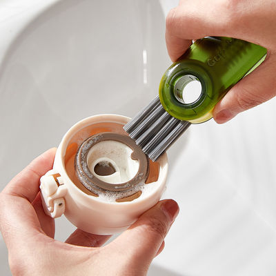 3 In 1 Bottle Wash Tool Cup Gap Lid Brush Silicone Cleaning Brush