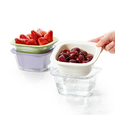 Double Layers Kitchen Fruit Washing Bowl Mini Plastic Drain Basket 14.56*7CM