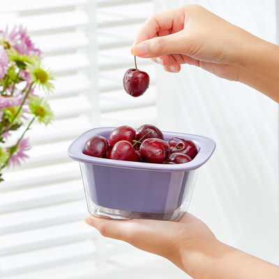 Double Layers Kitchen Fruit Washing Bowl Mini Plastic Drain Basket 14.56*7CM