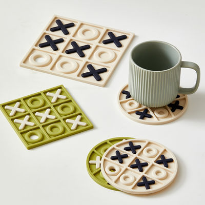 Square X O Two Color 5.5mm  Non Slip Silicone Cup Mat For Tabletop Protection