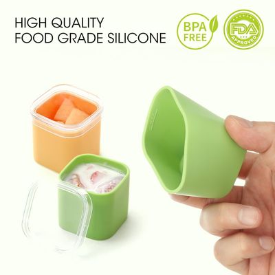 Food Safe Silicone Small Lunch Snack Sauce Cups Containers With Lids