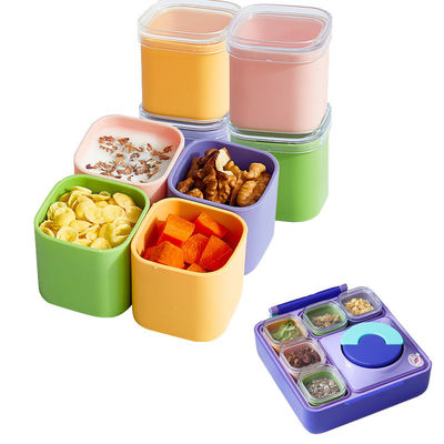 Custom 4 Pack Food Safe Silicone Small Lunch Snack Sauce Cups Containers With Lids