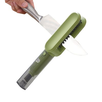 11CM Safety Guard Handle Knives Blade Cleaning Grinding Tools 4 In 1 Cutlery Cleaning Brush