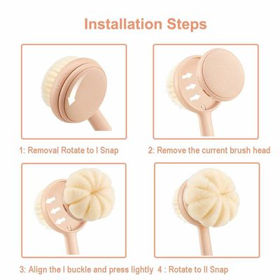 Long Handle Interchangeable Heads Multifunctional Cleaning Body Back Bath Brush