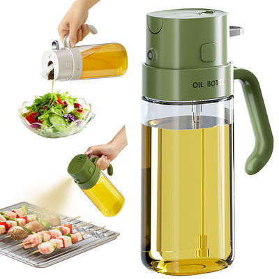 2 In 1 Olive Oil Dispenser Bottle 550ml 19OZ Food-Grade Glass Oil Sprayer for Cooking