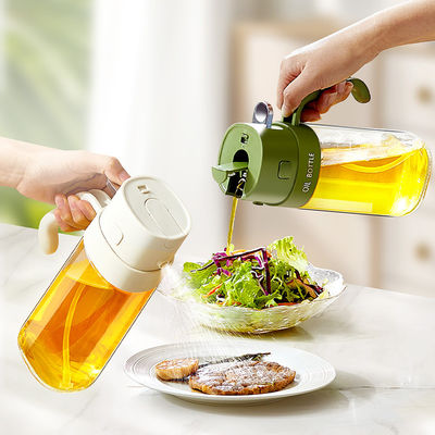 2 In 1 Olive Oil Dispenser Bottle 550ml 19OZ Food-Grade Glass Oil Sprayer for Cooking