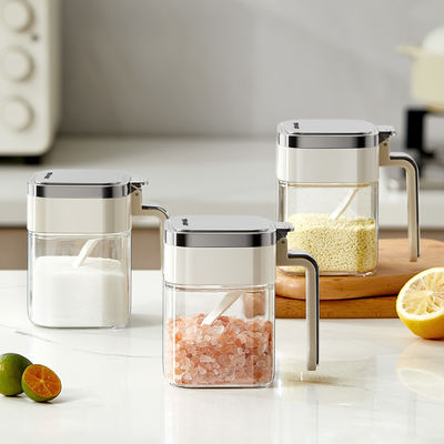 2024 New Design Kitchen Seasoning Storage Container Glass Spice Salt Jars With Stainless Steel Lids