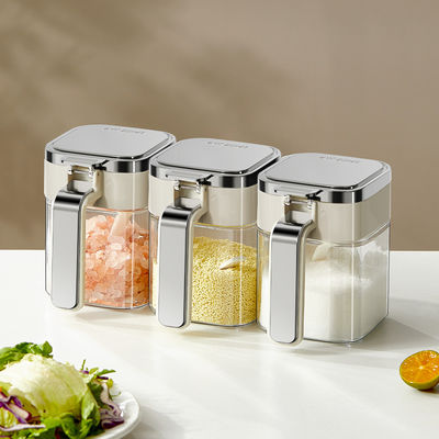 2024 New Design Kitchen Seasoning Storage Container Glass Spice Salt Jars With Stainless Steel Lids