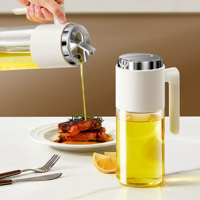 NEW 500 Ml/17oz Stainless Steel Lid Clear Vinegar And Olive Oil Bottle Dispenser Auto Flip Glass Oil Pot Container