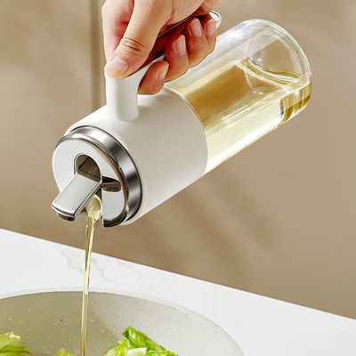 500 Ml 17oz Glass Olive Oil Dispenser Bottle Oil Pot with Handle Auto Flip Leakproof Condiment Container with Stainless Steel lid