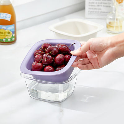 Double Layers Kitchen Fruit Washing Bowl Mini Plastic Drain Basket 14.56*7CM